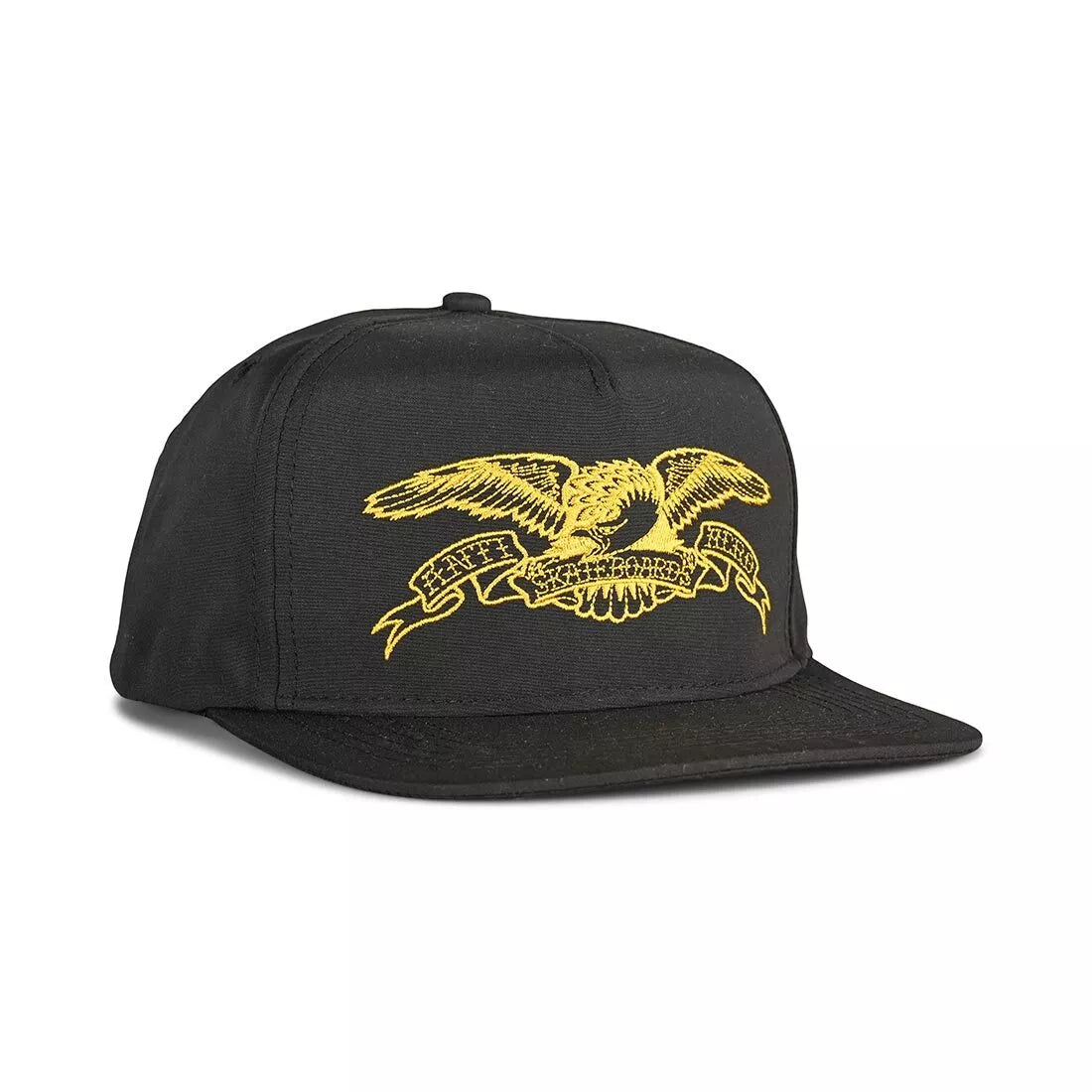 ANTIHERO BASIC EAGLE SNAPBACK CAP BLACK/MUSTARD – Jimmys Skate