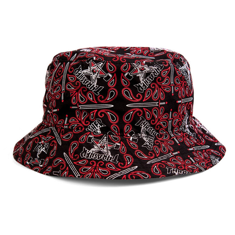 Thrasher Bandana Bucket Hat - Black/Red Assorted Sizes